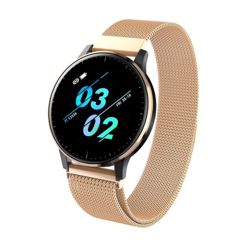 Q20 Clever Uhr Frauen Herz Bewertung Blutdruck Schlaf Monitor Dame Armbinde Smartwatch Verbinden IOS Android pk Q8 CF18: champagner