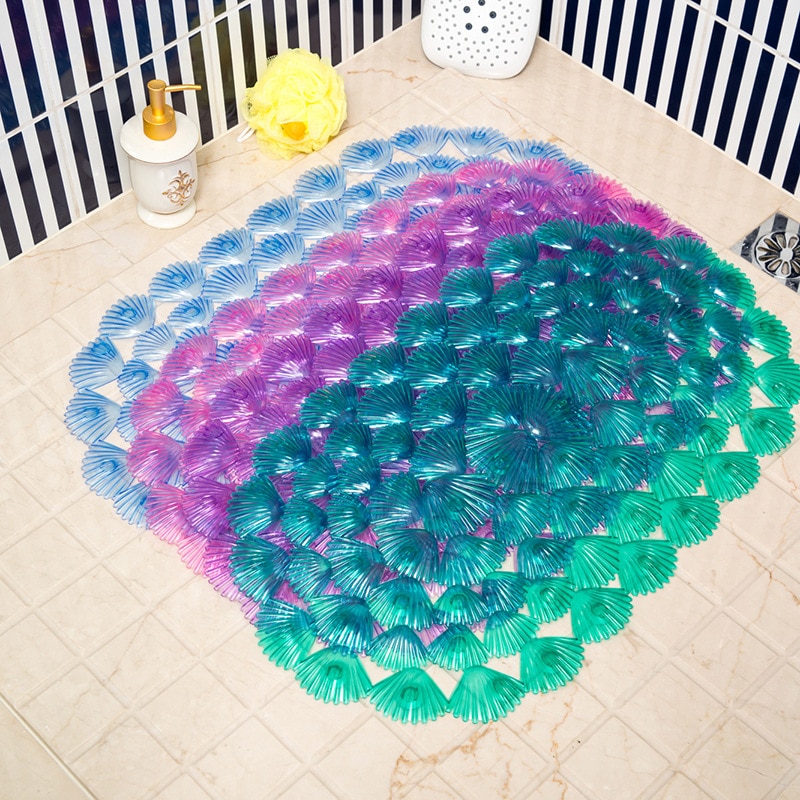 Transparent färg 38cm*68cm badrum halkfri badmatta mjuk fotmassage pad anti-mögel dörrmatta tvättbar badkar duschmatta