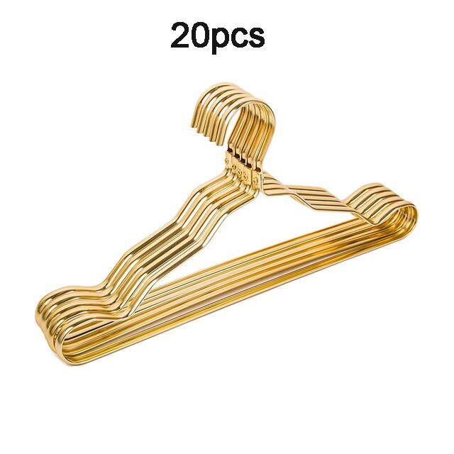 Cintres métalliques pour vêtements, 20 pièces, en alliage d'aluminium, support de séchage antidérapant, épais et coupe-vent, pour sous-vêtements, ceinture, manteau: Gold-20pcs