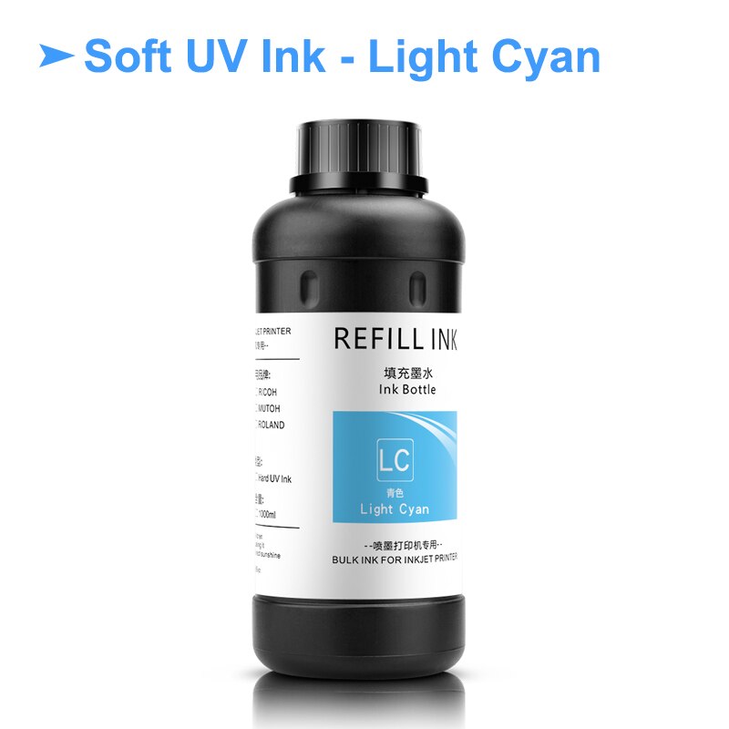 500ML LED UV tusz do Roland ECO-UV ECO-UV2/UV4/UV5/UVS LEF-12 LEF-20 LEF-30 LEF-200 LEF-300 LEC-300 LEC-330 LEC-540 LEJ-640: Soft - Light Cyan