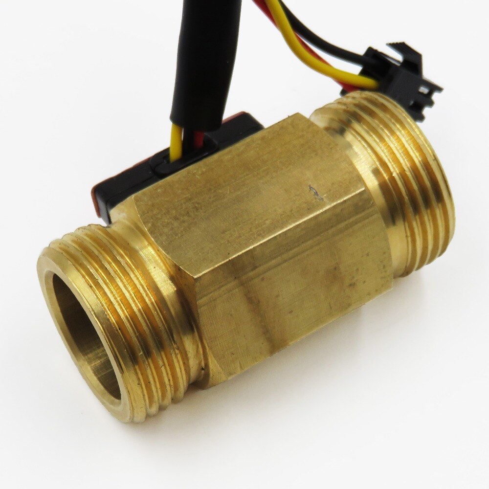 2PCS Hall Effect Water Flow Sensor Counter Indicator Flowmeter G3/4 DN20 Male Thread Brass 1-30L/min 50mm long