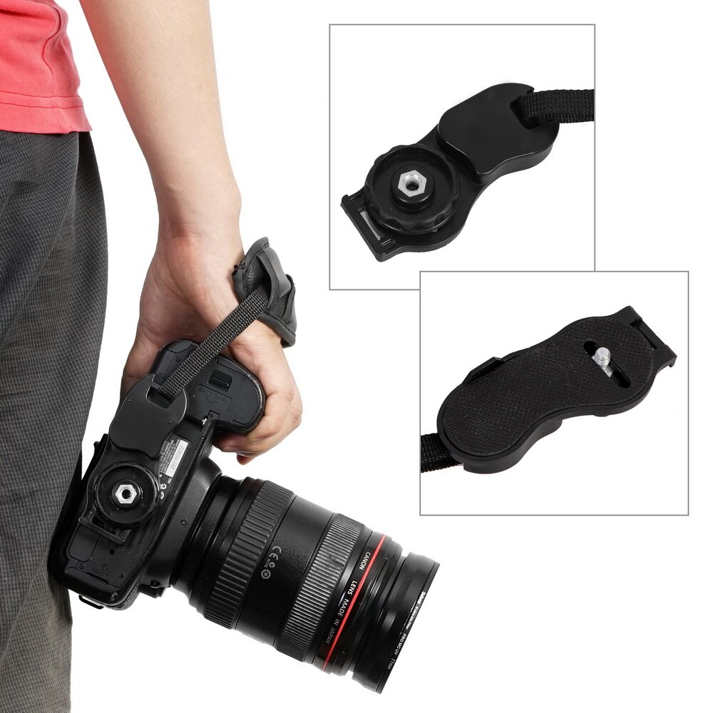 Camera Pu Leather Grip Snelle Pols Riem Zachte Hand Grip Camera Tas Universele Voor Canon Voor Nikon Voor Sony olympus Zwart