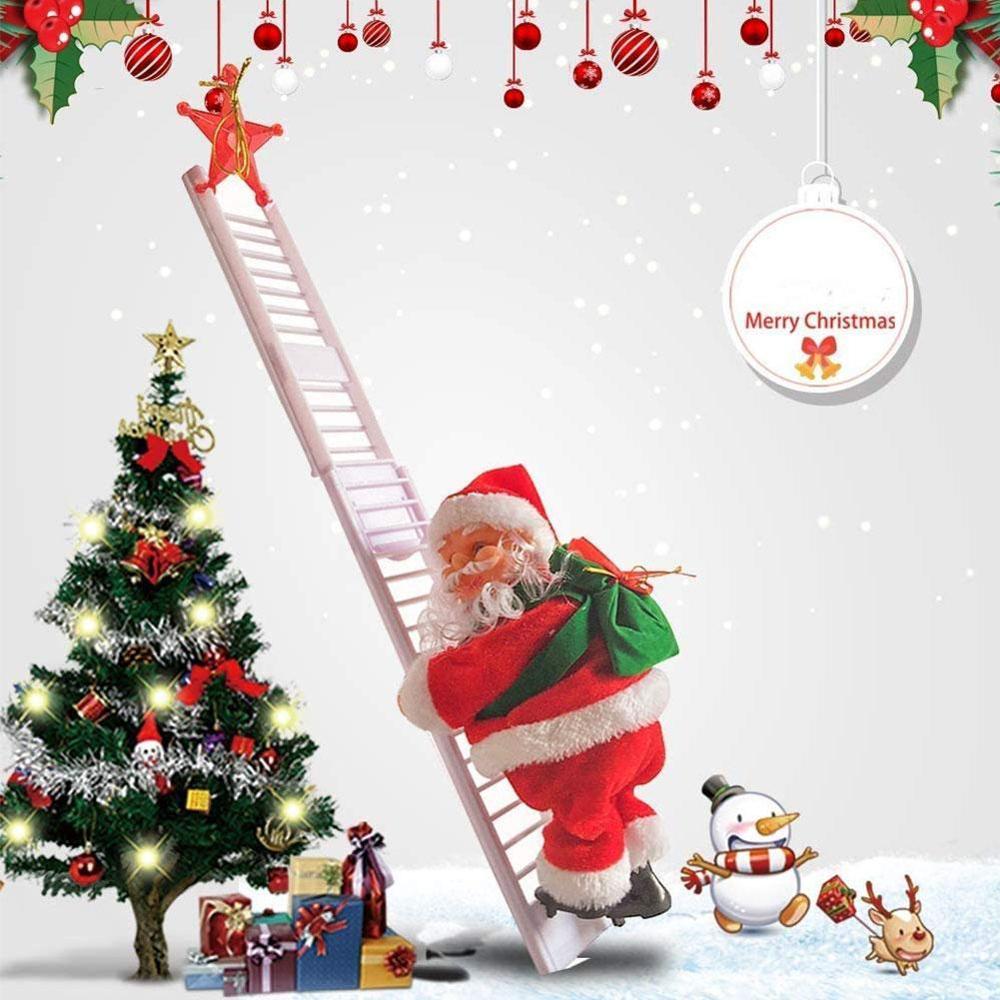 Christmas Santa Claus Electric Climb Ladder Hanging Christmas Decor Decoration Funny Kids Year Tree Party Ornamen F8C5