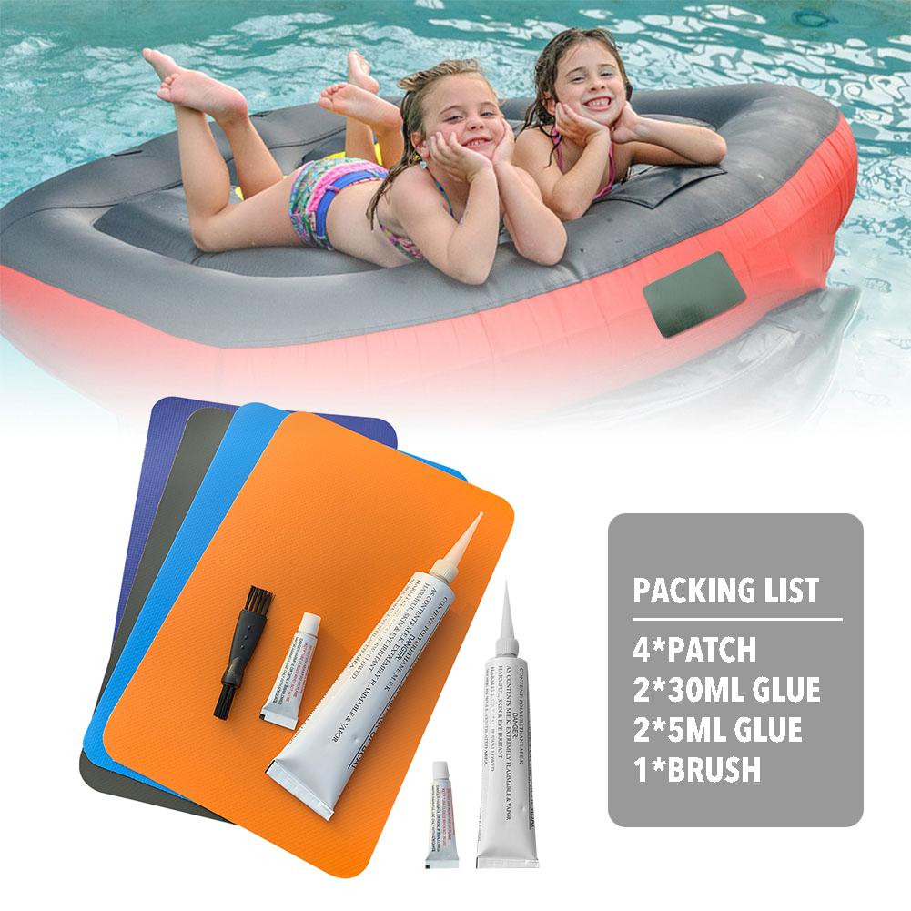 Pvc Lijm 9 Pcs Pvs Patch Reparatie Kits Met Lijm Borstel Voor Kajaks Opblaasbare Vlotten Zwembad