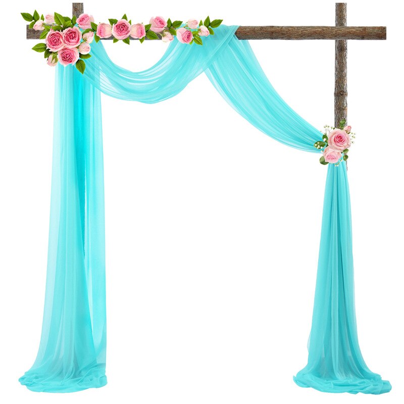 Bruiloft Boog Drape 29 "Breed 6.0 Yards Chiffon Stof Draperen Gordijn Draperie Ceremonie Receptie Swag: 1 Panel Sky Blue
