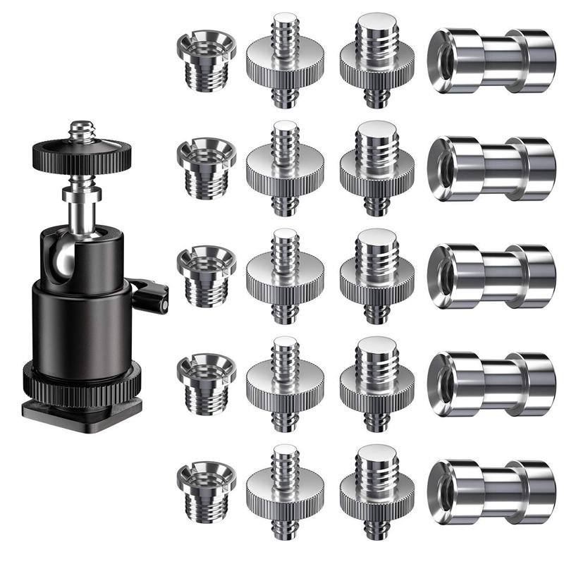 Kameraskruv , 21 st 1/4 tum 3/8 tum omvandlare gängade skruvar 1/4 tums skoadapterfäste kamera kulhuvud set kamera/: Default Title