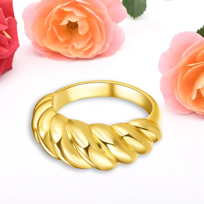 Croissant Ringe Für Frauen Geflochtene Twisted Signet Chunky Dome Ring Stacking Band Schmuck Aussage Ring