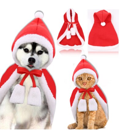 Julekat kappe kæledyr hund julekat kappe hætteklædt stil sweatshirt hættetrøje fleece varm kattehund tøj