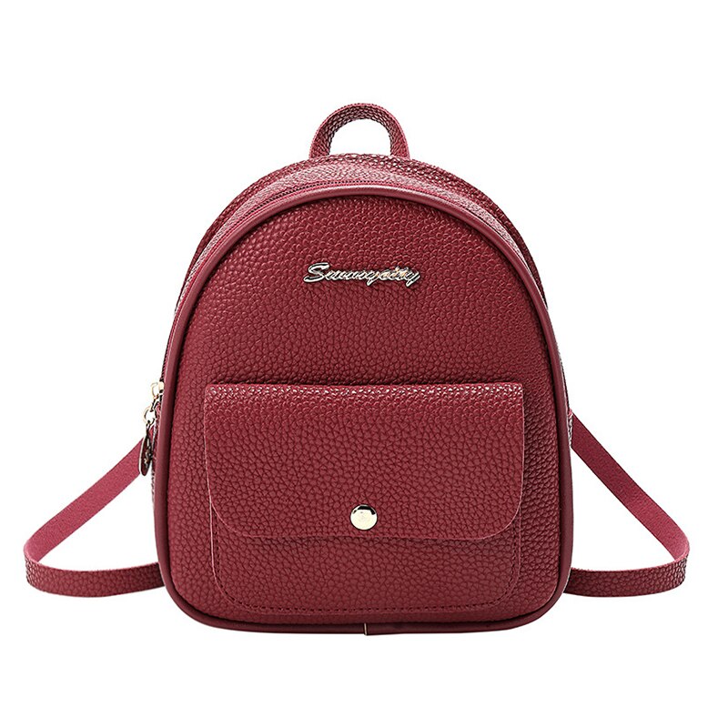 Mini Rugzak Vrouwen Pu Lederen Schoudertas Voor Tiener Meisjes Kids Kleine Bagpack Vrouwelijke Dames School Rugzak: Wine Red