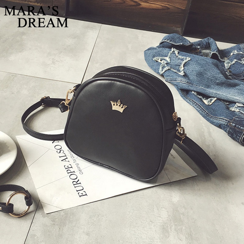 Mara's dream women messenger pu läder shoulderlady crossbody mini kvinnlig krona kvällsväskor