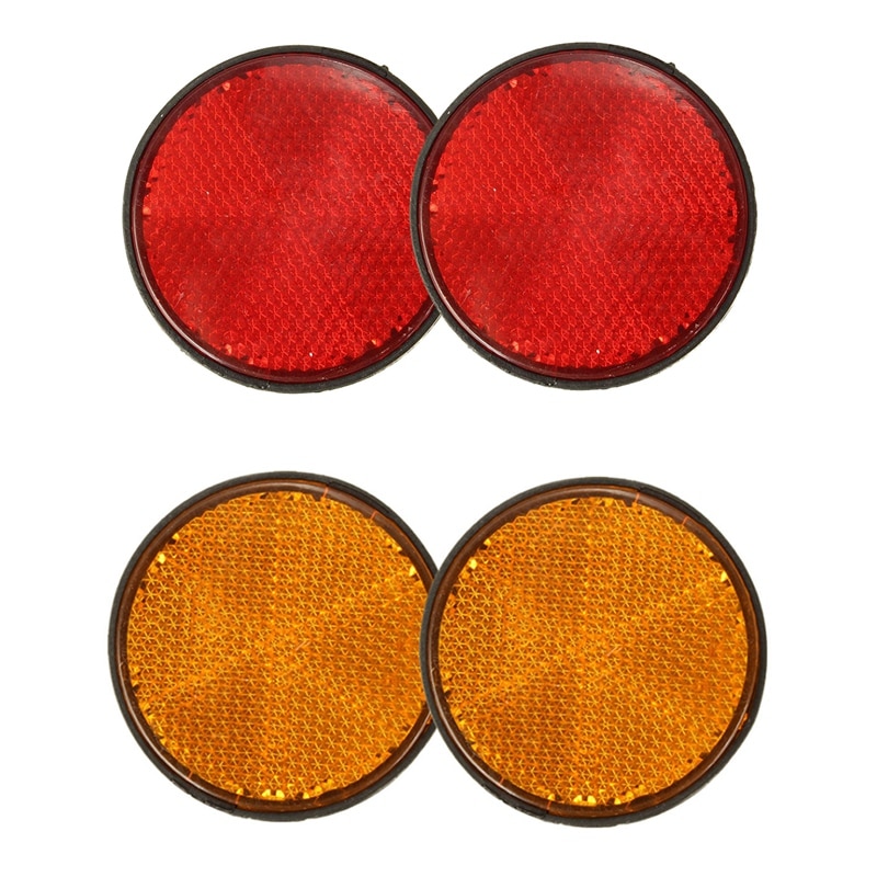 2 stk rund rød reflektor universal til motorcykel atv 5.6 x 0.8cm & 2 x 2 tommer rund orange reflektorer universal