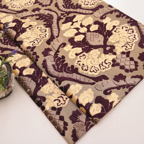 Brede 57 cm dikke europese stoffen bank jacquard gesneden pool fluwelen stof voor kussen kussen gordijn doe-het-zelf materiaal: Lichtbruin