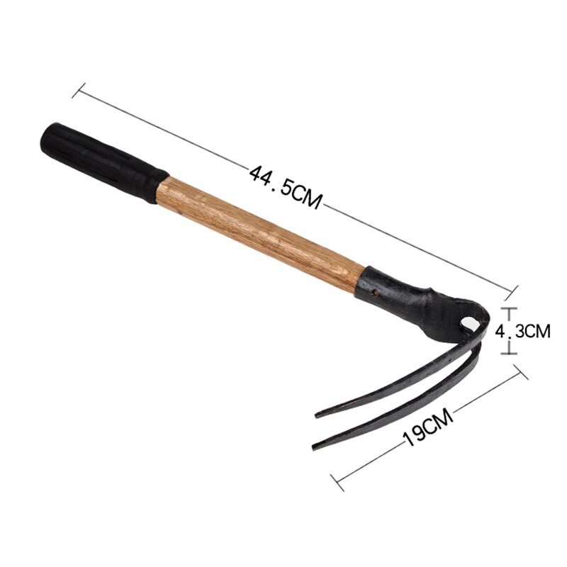 Hand Plow Wooden Short Handle Hoe Korean Style Traditional Garden Digger Tool for Better Home Garden JAN88