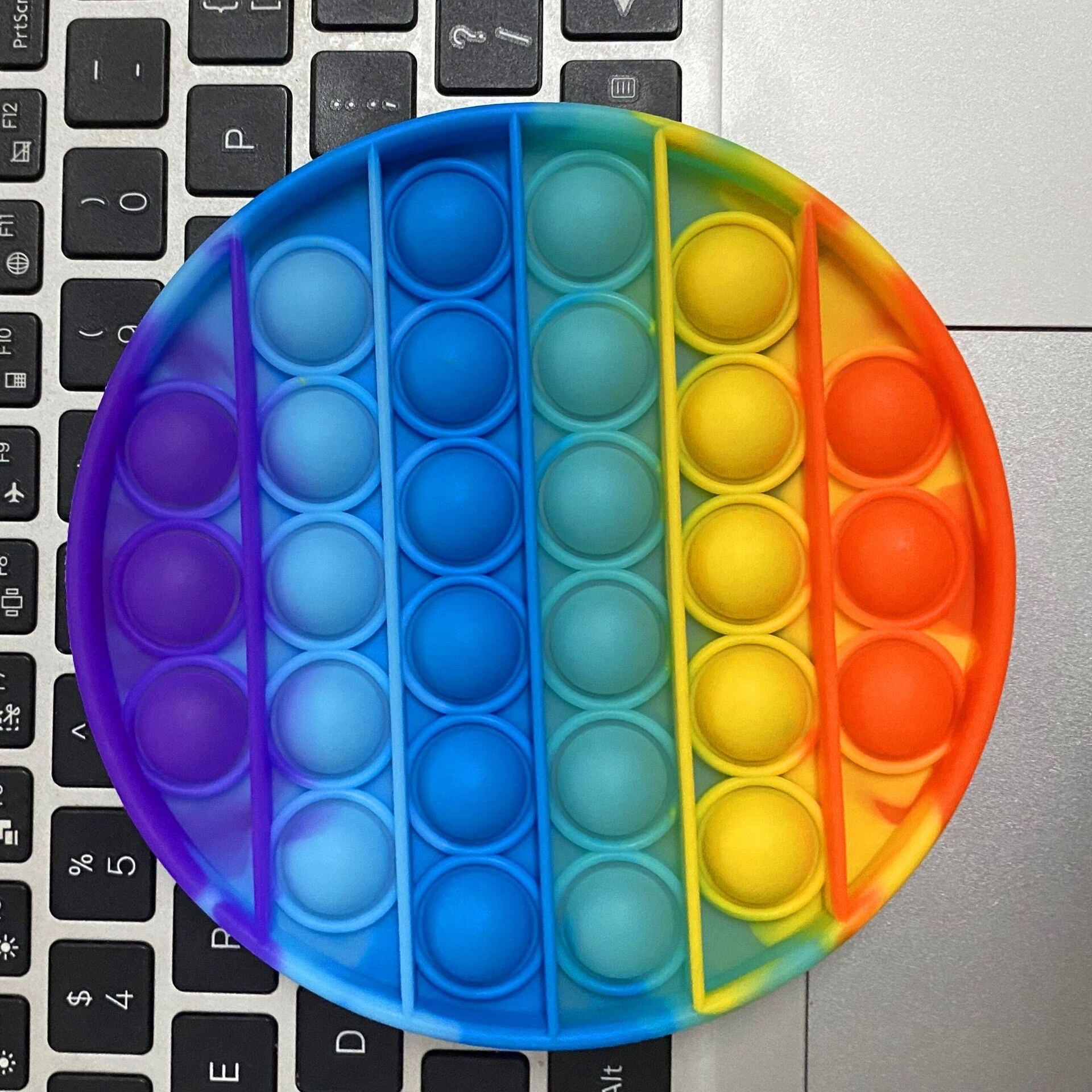 Push Pop Bubble Sensory Toy Autism Needs Squishy Stress Reliever Toys Adult Child Funny Anti-stress Pop It Fidget Reliver Stress: 2Rainbow round