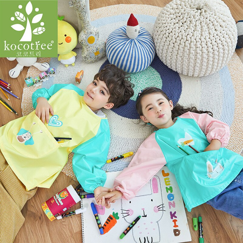 Kocotree baby slabbetjes cartoon waterdichte lange mouwen kinderschort speeksel handdoeken baby polyester boerendoek voor kinderen voeden