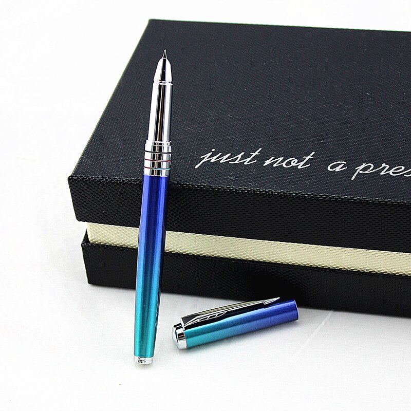 Lapicero de lujo, Clip dorado y plateado, bolígrafos de tinta de Metal de lujo con 0,38mm Extra Punta fina, pluma estilográfica para escribir, caja de