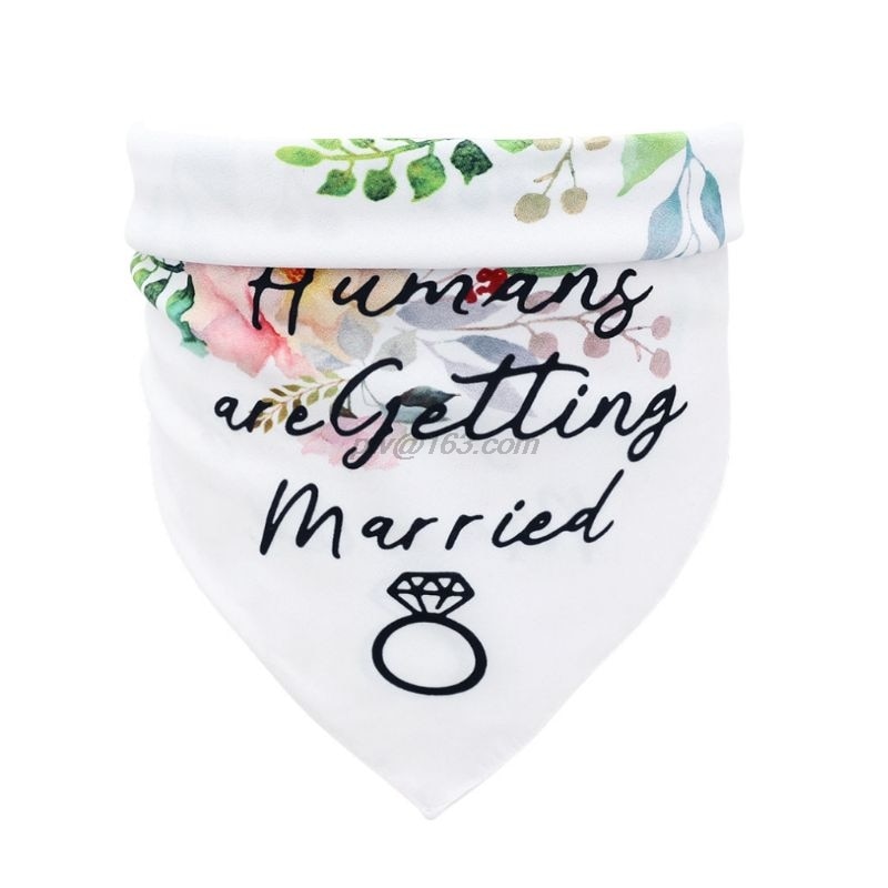 Double Layers Dog Bandana My Humans are Getting Married Letters Floral Wedding Triangle Bibs Scarf Valentine Neckerchief