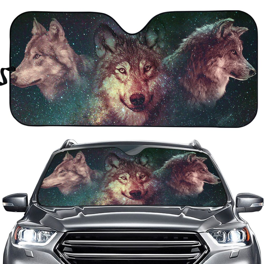 Windshield Sun Shade for Car Cool 3D Moon Wolf Printed Front Windshield Sunshade for Men Protect Car Interior Shade: YSFA0750HC