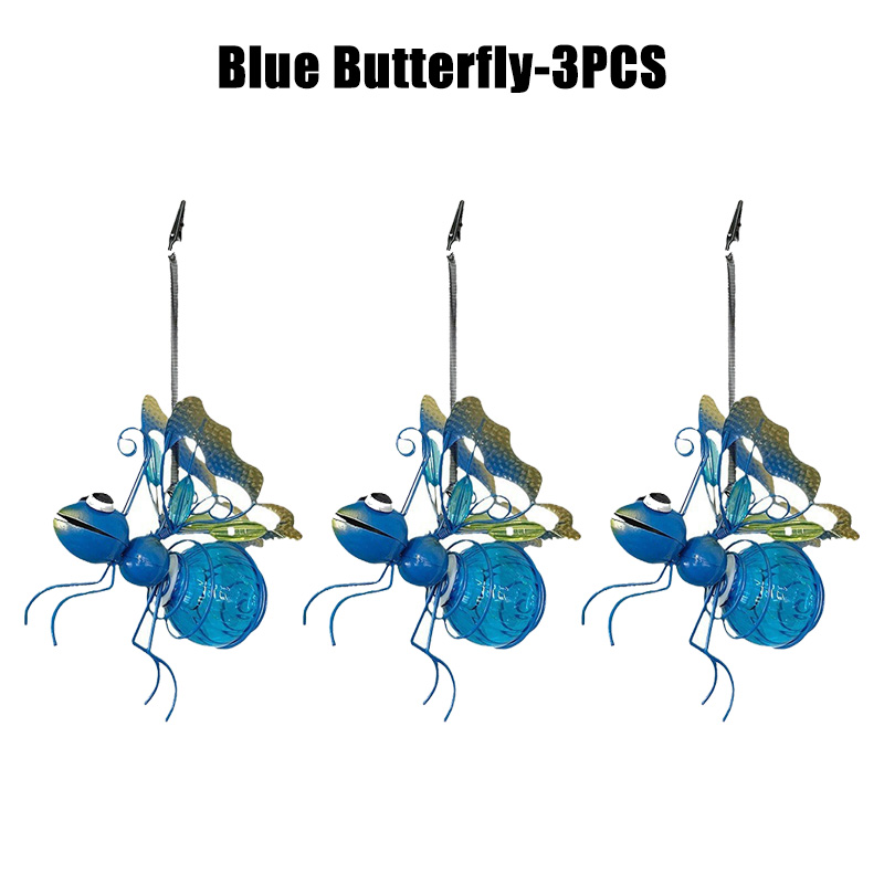 10 Stück Solar- betriebene Insekten lampe hängen fliegende Insekten Lampe Ich bin Freien Garten Insekt Licht Ornament für Rasen Sommer Party Hochzeit Deko: Blau