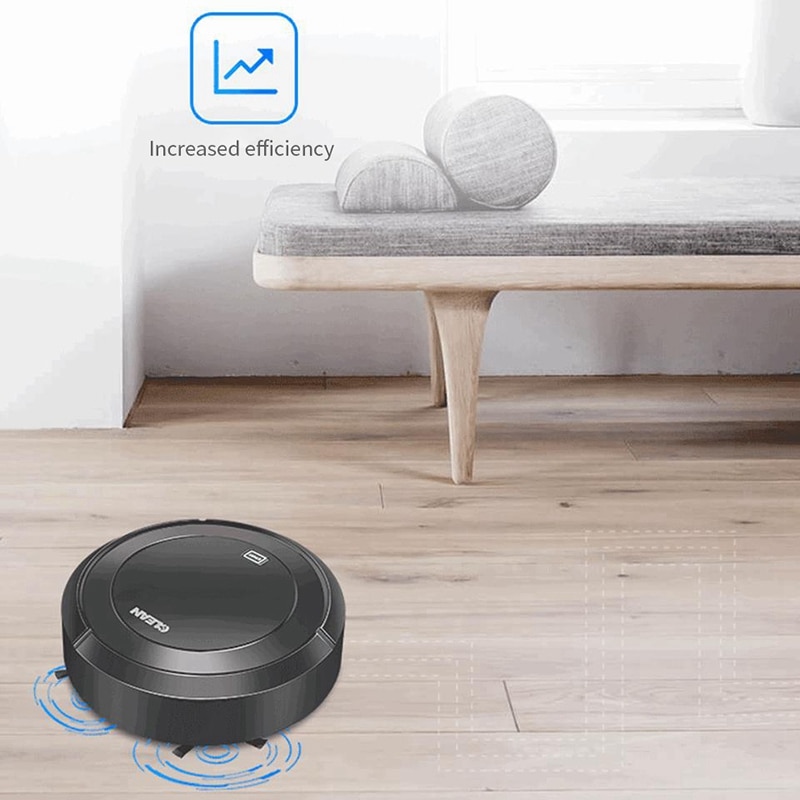 Automatische Vegen Robot Stofzuiger USB Opladen Huishoudelijke Draadloze Draadloze Vacum Cleaner Robots Intelligente Vacuüm Tapijt: Black