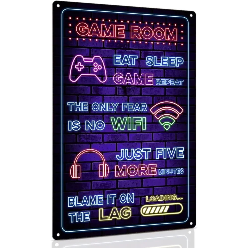 Esclusivo targa in metallo futuristico da 8x12". Decorazione ideale per porte da parete per sala giochi. Ottimo regalo per ragazzi, ragazze, fidanzati.