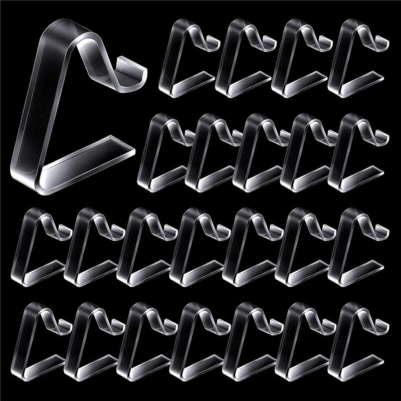 24-Pieces Transparent Tablecloth Clips Plastic Hold Down Clips Table Cloth Holder for Home Wedding Party Indoor Outdoor Picnic