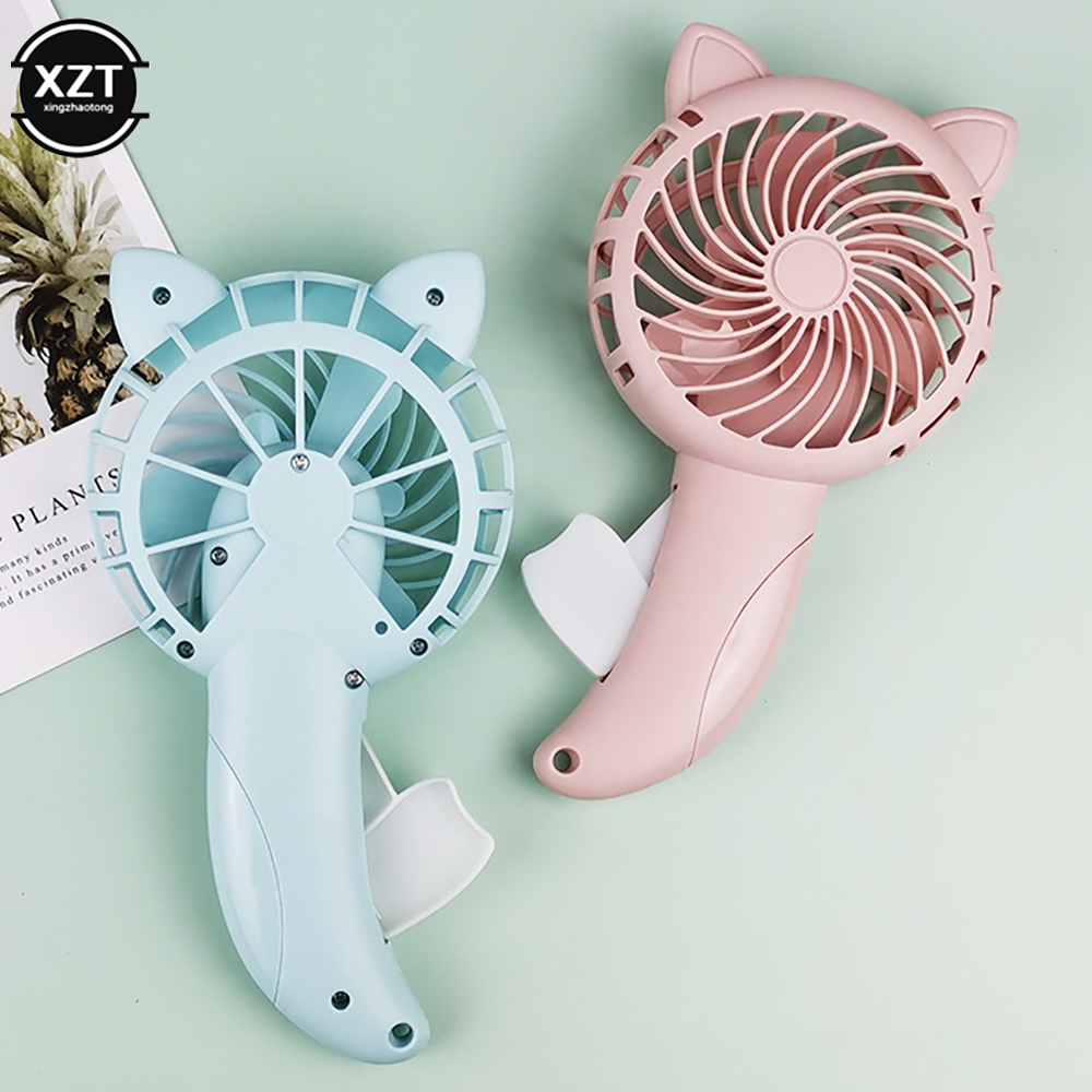 Mini Draagbare Hand Druk Ventilator Zonder Batterij Huishoudelijke Cartoon Koeling Airconditioner Voor Kinderen Kids Manual Fan 3 Kleuren
