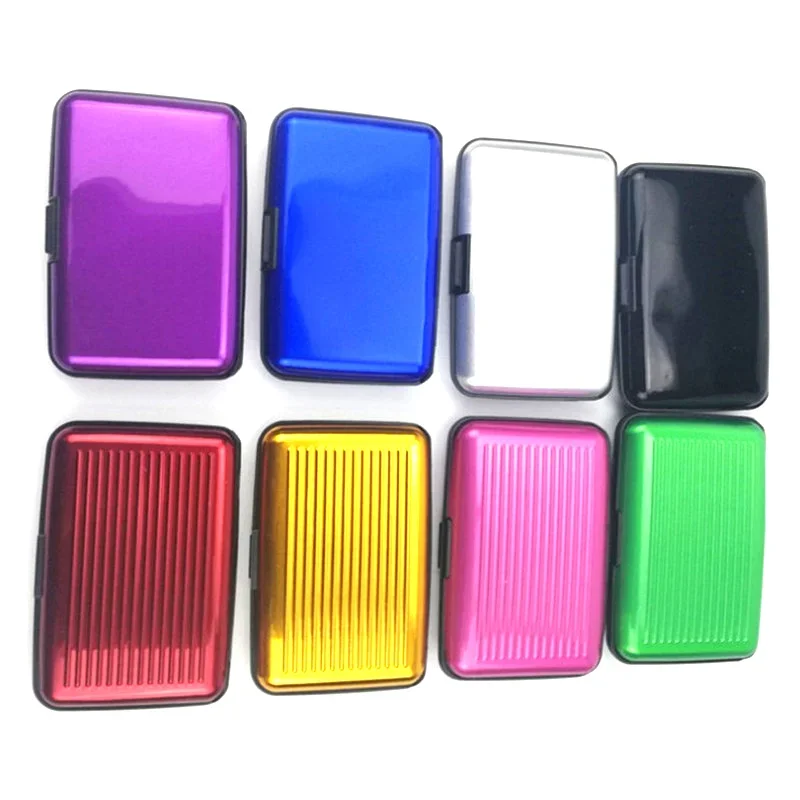 Suporte de cartão de alumínio para homens, bloqueio de carteira rígida, proteção sólida contra varredura anti-RFID de crédito, negócios, escritório, escola