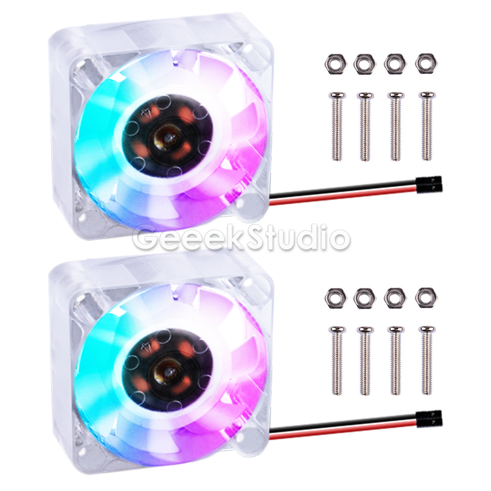 1 einstellen 2 Pack 40*40*10 transparent/Schwarz Lüfter 4010 Blau Licht RGB LED Farbe schraube für Himbeere Pi 4B/3 B +/3