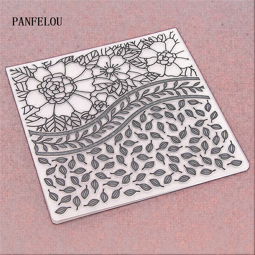PANFELOU Large flowers and leaves Embossing folders Plastic For Scrapbooking DIY Template Fondant Cake Photo Album Card Making