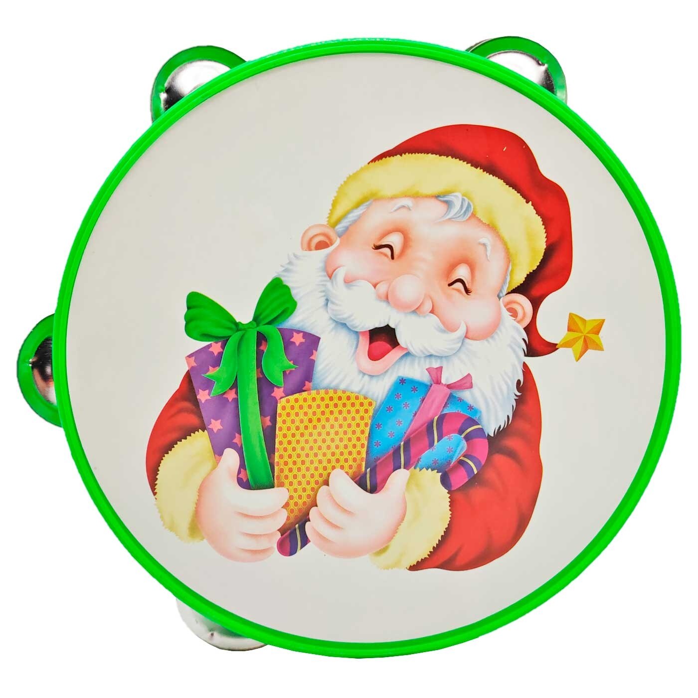 Pandereta de navidad de juguete para niños, plástico, música popular, juegos infantiles, papá noel, santa claus, 14 cm, color/m