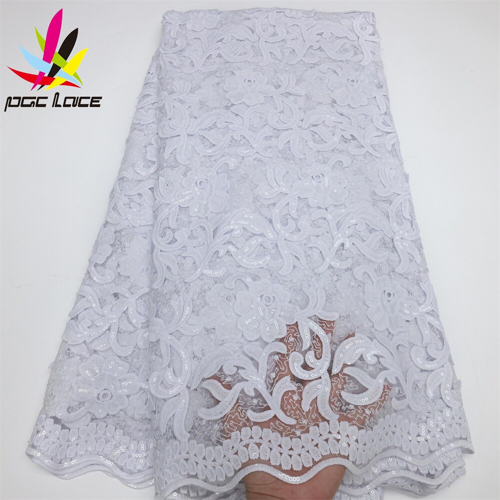 Pgc Blue Nigeriaanse Tulle Kant Stoffen Met Pailletten 2022 Luxe Afrikaanse Franse Tulle Kant Materiaal Voor Party LY507-3: 5african lace fabric