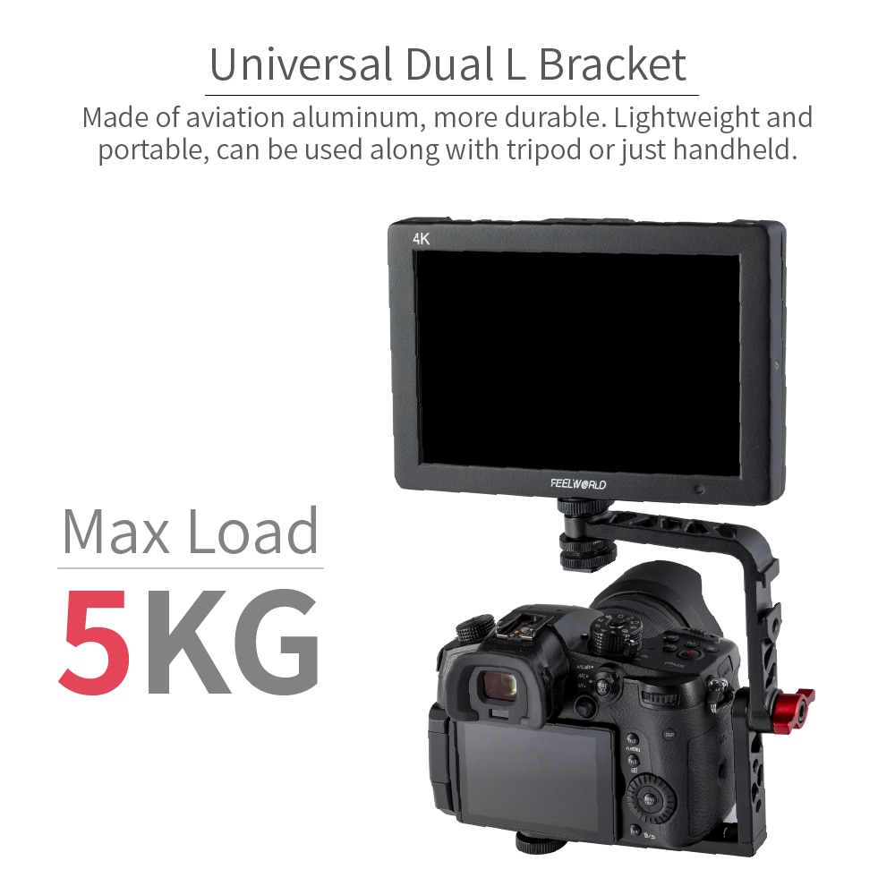 Feelworld Universal Dual L Tilt arm Monitor Bracket DSLR Camera Field Monitor Stabilizer Gimbal Rig accessories for FW279S F5 T7