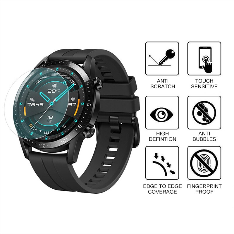 2.5D Arc Rand Transparant Gehard Film Geschikt Voor Huawei Horloge GT2 46Mm 42Mm High-Definition Front Film krasbestendig