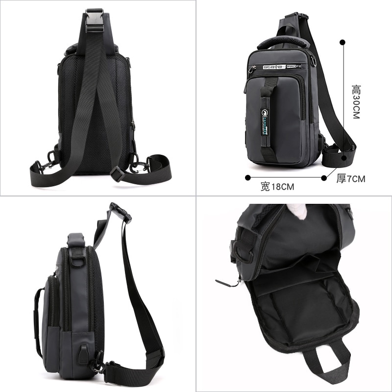 Multifunctionele Crossbody Tas Heren Usbcharging Chestpack Heuptas Mannelijke Waterdichte Korte Trip Borst Largecapacity Schoudertas