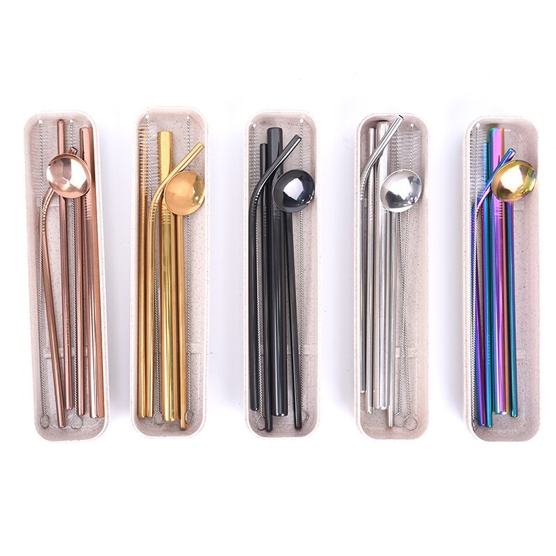 Stainless Reusable Straws For Tumbler Eco-Friendly Straw Steel Straws Rainbow Drinking