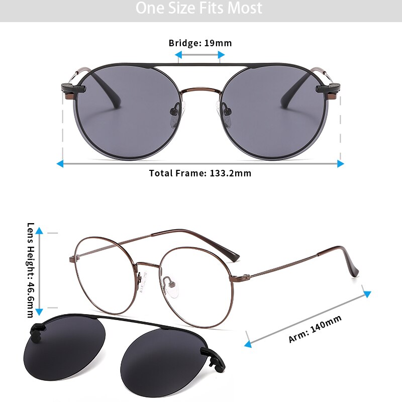 CEOFY – lunettes de soleil polarisées pour hommes et femmes, monture ronde avec Clip magnétique