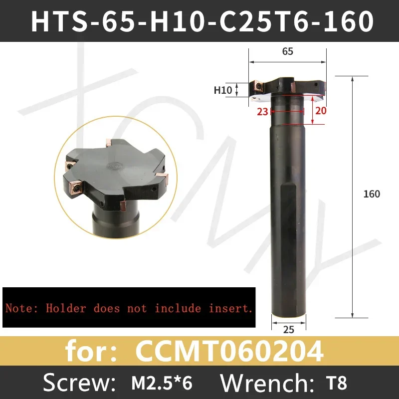 Fresa con ranura en T HTS D20-80 H08 H10 fresa con ranura Trapezoidal fresa lateral para CCMT06024 MPHT 060304 Inserto CNC