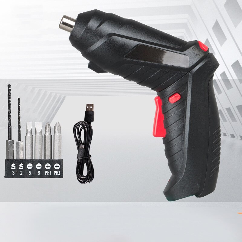 3.6V lithium-ion Battery Cordless Screwdriver Electric Drill Hole Electrical Screwdriver Hand Driver Wrench Power Tools: Black 6pcs
