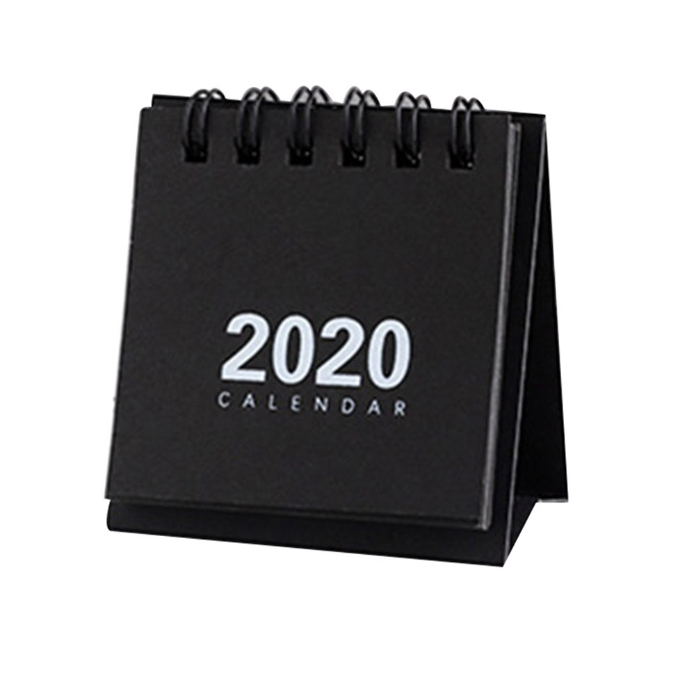 År mini desk kalender simpel desk coil notesblok kraftpapir kalender daglige planer 99: Sort