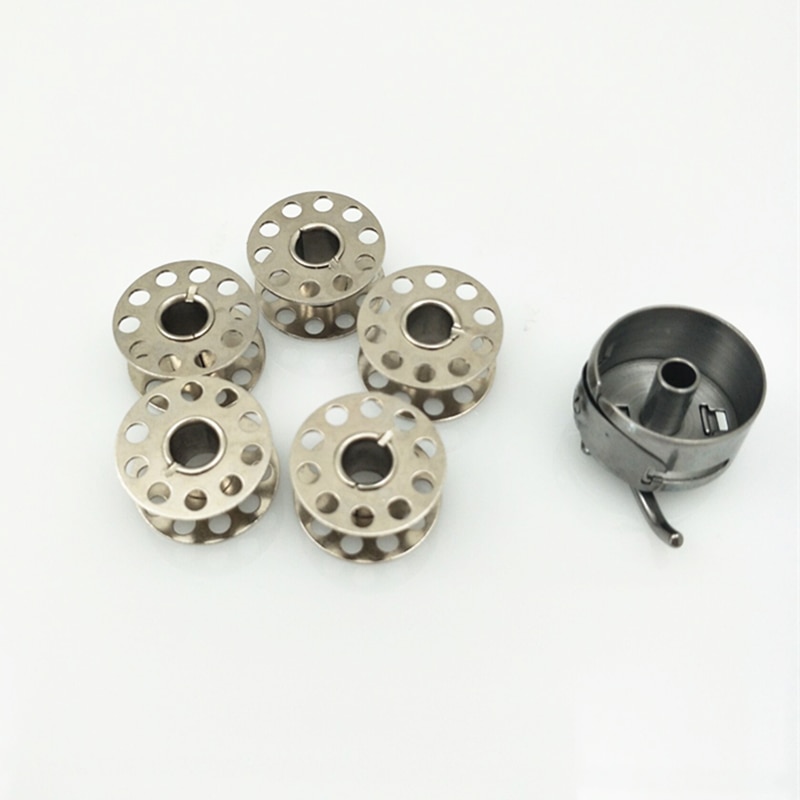 Industriel symaskine 1pc spolehus  + 5 stk spoler til bror janome singer symaskine sytilbehør 5 bb 5307