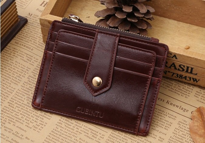 Excellent GUBINTU Slim Credit Card Holder Mini Wallet Mens Leather ID Case Purse Bag: Brown