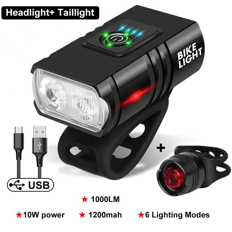 T6 Fiets Licht Voor 1000 Lumen Fietsen Led Krachtige Zaklamp Bike Verlichting Koplamp Usb Oplaadbare Lamp Mtb Accessoires: Front taillight 02