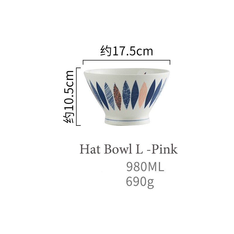 Japońska zastawa stołowa ceramiczna kreatywna ręcznie malowana miska na makaron naczynia ceramiczne płytkie talerze New Arrival miski: Hat Bowl L Pink