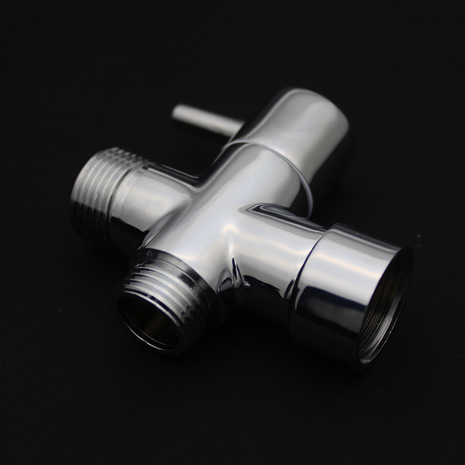 Válvula de bidé de latón para inodoro, adaptador en T de 7/8 &quot;y 1/2&quot;, cierre de 3 vías, desviador cromado, accesorios de baño Shattaf para América del Norte