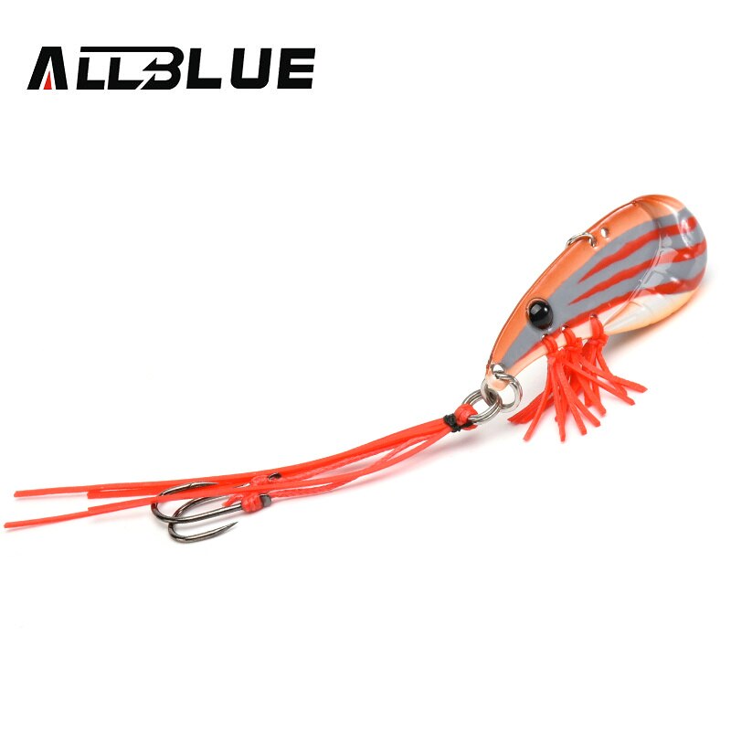 ALLBLUE Crazy Shrimp 7g 14g Metal VIB Sinking Blade Spoon Fishing Lure Bass Artificial Bait With Jig Assist Hook Rubber Skirt