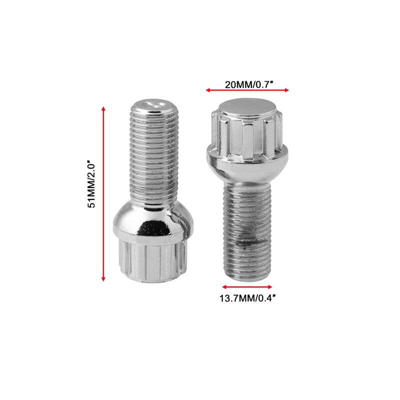 Silver Alloy Wheel Locking Bolts for Golf (M14X1.5) Radius Security Nuts Rbxb Grandado