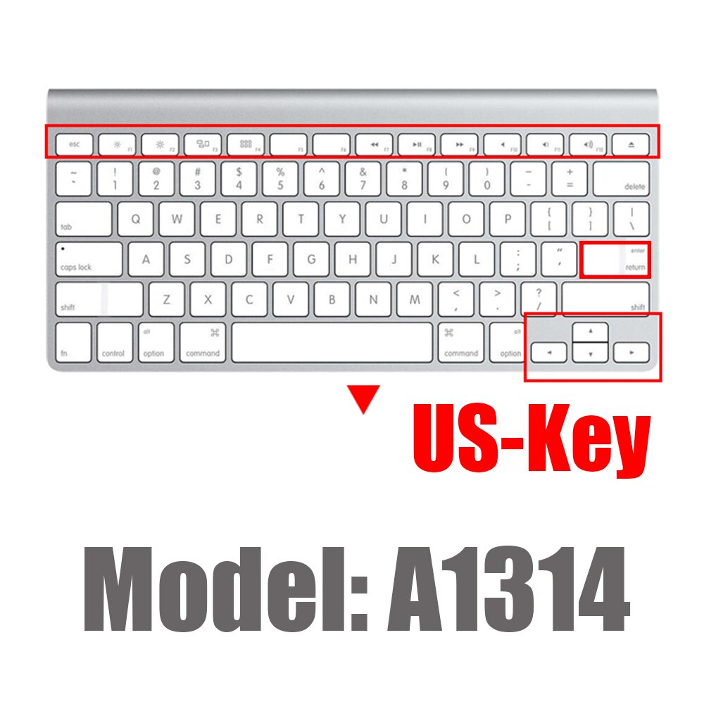 Clavier Apple filaire A2449 A2450 A1243 A1843 MB110LL/B, pour iMac , avec coque de protection en Silicone pour clavier numérique: US-Key A1314
