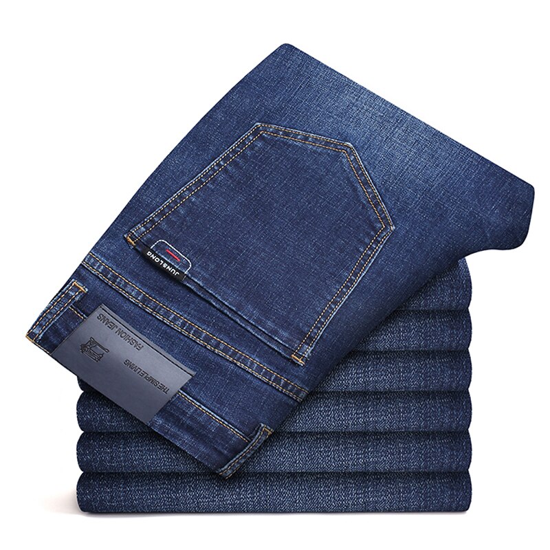 Høst vinter blå jeans for menn klassisk stil business casual elastisk slim fit bomullsbukser merke herrebukser: 40