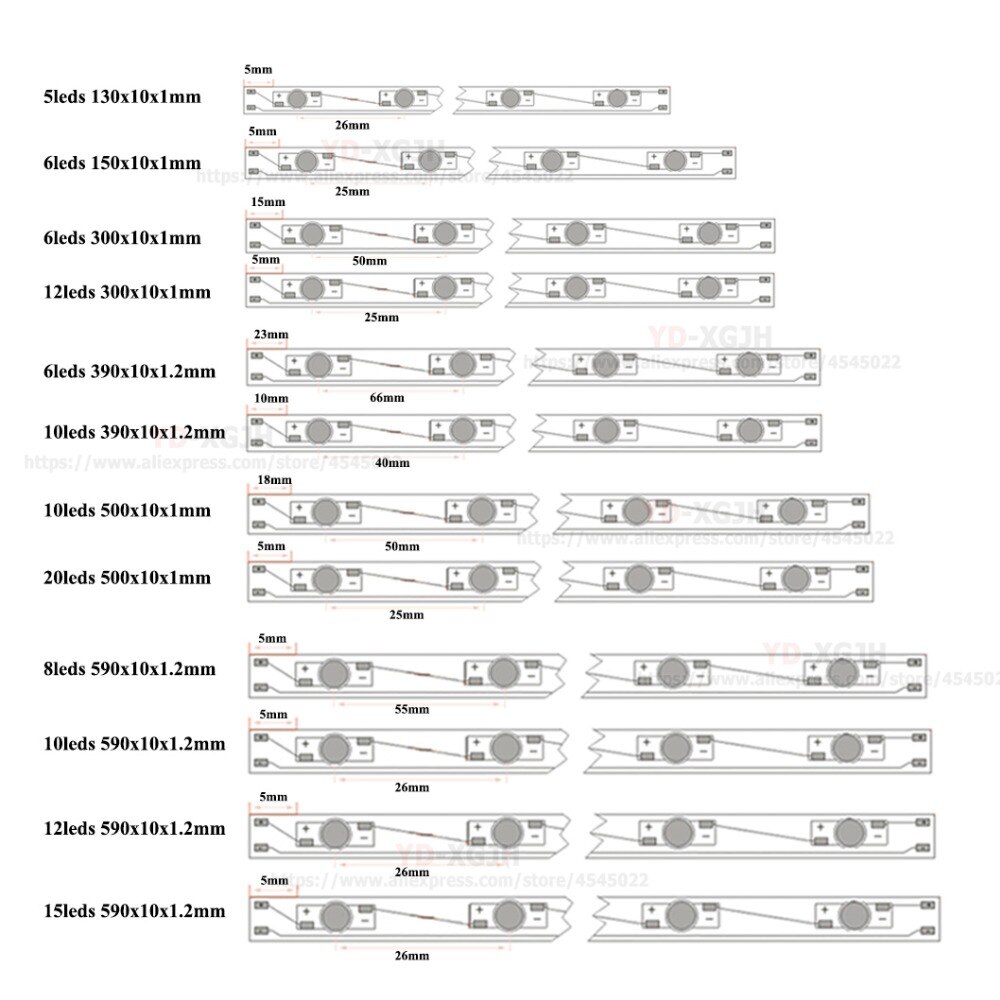 10 stks/partij 12 LEDs 300 MM High power LED Printplaat Plaat Lamp Panel Aluminium koellichaam 1 W 3 W 5 W Rechthoek LED Aluminium Bodemplaat